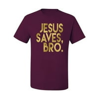 Isus štedi, brate. Christian Faith Inspirational Christian Muška grafička majica, Maroon, 5xl