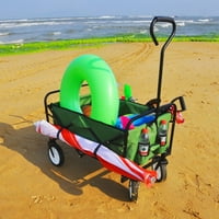 Sklopivi vanjski komunalni vagoni za djecu MA 150klbs, zelena teška preklopna ručna karava za plažu sa držačem pića i 8 gumenim kotačima za vrt kupovinu izletišta kampiranje
