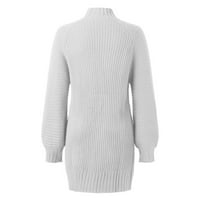 Hanzidakd Haljine za žene jesen zimska dugi rukav Turtleneck Solid Boja Ležerne džemper haljina dame džemper haljina