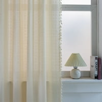 Glookwis Voile Drapes Polu-čiste zavjese za zavjese Filtrirajući vintage prozor tretmani za zavjese posteljina teksturirana mamina dekor luksuzan čvrsta boja Beige H: 63 '' W: 52 ''