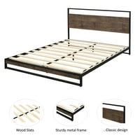Metalna i drvena platforma Krevet sa uzglavljenim drvenim škriljevcem Podrška kraljičine veličine Kreveni okvir BO Prorulje