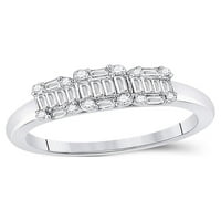 14kt bijelo zlato Žene Baguette Diamond Cluster 3-kameni prsten CTTW