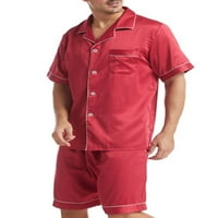Prednji pidžami setovi za muškarce Dugme Down majica s kratkim rukavima Top mekano spavanje labavo salon kratke pantne salona