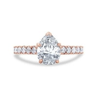 Carat 8X kruška i okrugla laboratorija kreirala je moissan dijamantni vjenčani prsten u 14K čvrstih ruža zlatne suze za vjenčanje za žene -8.5