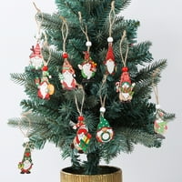 Kutija drvena viseća dekoracija set božićnih drvenih visećih ukrasa kutija bez iličnog gnoma šarenih ukrasa sa konopcem konopcem drveta za xmas