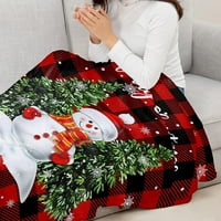 Nosbei Božićni crveni babe Snowman Xmas Tree Winter Super Soft Fuzzy Flannel Fleece Buffalo plaćene deke za odrasle Tinejdžeri, Odmor Sve sezone Plush deke