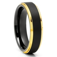 Crni volframovi prsten, vjenčani prsten, zaručni prsten, obljetni prsten, volfram karbidni prsten, ivice za učvršćivanje, jedinstveno