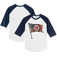 Omladinski sitni otvor Bijeli mornarički Washington Nacional Baseball Flag 3 4-rukava Raglan majica