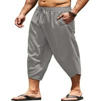 Muški kapri hlače casual lagane vrećaste hlače izvlačenje elastične struke plaže joga hlače sa džepovima