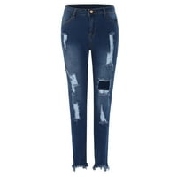 Zlekejiko Jeans Gradient Denim Dugi rakirani rupa Regular Plus Slim hlače Veličina Žene plus veličine Hlače