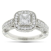 Luksuznici Halo Princess Cut i okrugli prirodni dijamantski zaručni prsten