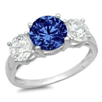 3.25ct okrugli rez plavi simulirani tanzanite 14k bijelo zlatni godišnjica angažmana kamena prstena veličine 3,5