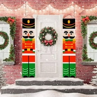 Nutcracker baner za Božić - Trijem potpisao je božićni ukrasi na otvorenom zatvoreni, orah sa vertikalnim božićnim znakovima, banner za dvorište u dvorištu