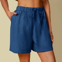Žene Ležerne prilike sa čvrstim visokim strukom i posteljine kratke hlače Žene elastične struke Ljetne kratke hlače