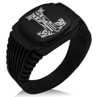 Thorov čekići od nehrđajućeg čelika Mjolnir Celtic Viking Rune CZ rebrasti igla Stripe uzorak Biker stil polirani prsten