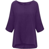 Ženski vrhovi plus veličina Košulja Wemensolid Tri četvrtine rukava pamučna vrhova bluza majica u prodaji