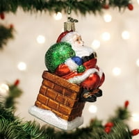 Old World Božićno staklo puhalo dimnjak za zaustavljanje Santa Ornament