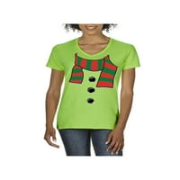 - Ženska majica s kratkim rukavima V-izrez, do žena veličine 3xl - šal božićnog snjegovića