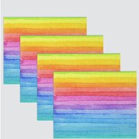 Rainbow Place Mat Set od 4, akvarel Rainbow Bright Colors Sastav za ispis Tabela PlaceMat Pamuk posteljina za trpezarijski stol Placemat 12 X18