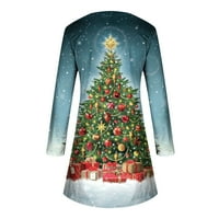 Haljine za žene Ženske božićne haljine s dugim rukavima Crewneck Slatka ispisana tunika haljina casual cofy duljina na koljena