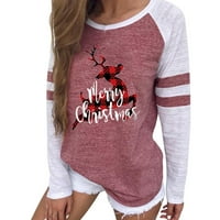 Cleance, Božićne košulje za žensku modnu policu Crewneck Duks povremeni slatki dugi rukav Tuns Tors Plus size od tiskanih majica
