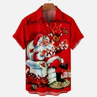 Ayolanni Funky Havajska majica za muškarce Casual tipke Božićni tisak sa džepnim bluzama košulje kratkih rukava
