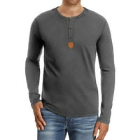 Muški gumb za slobodno vrijeme izrez labav majica za O-izrez Jednobojna dugih rukava Dnevni fit pulover Dno gornji dio muške jeseni majice s dugim rukavima