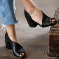 Qiaocaity cipele na klirensu, do 20% popusta, ženske cipele debele visoke pete Ležerne prilike za klizanje modne karijere Peep-a sandale vanjskih papuča Crna 41