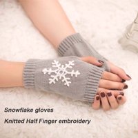 TureClos par pletene rukavice od pola prstiju udobne zimske jednostavne ploče za obrtnih prstiju prekriva rukavice za ruke sa uzorkom snježnim pahuljicama