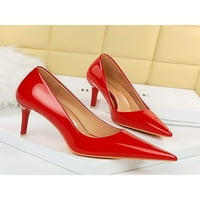 Lacyhop žene hodanje modne haljine cipele udobne stiletto lagana šiljasta prst vjenčana cipela crvena 4