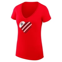 Ženska G-III 4Her od Carl banaka Crvena Atlanta Falcons Srčana grafička majica V-izrez