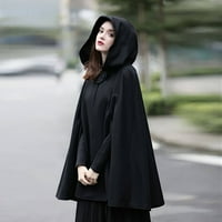 Ženski kaput s otvorenim prednjim kardiganskim jaknom kaput šal ogrtač ogrtač mantle plus, crna