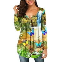 Floleo Women Tops Cleariance Jesen Ženska modna ispisana labava majica Dugi rukavi Bluza Okrugli vrat Ležerne prilike