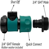 Plastični vrtni crevo Brzi povezivanje sa postavljanjem ventila za isključivanje muško i žensko, 3 4 Brzi konektori sa ventilom za spoj za cijev za vodu, brzi izletivanje crijeva i adapteri
