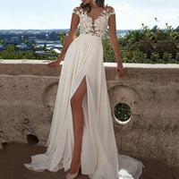 Cvjetna čipka vjenčanica elegantna šifonska haljina večernja haljina haljine haljine, xl bijela