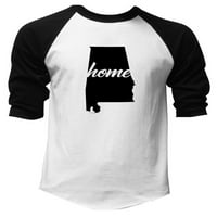 Muški dom Alabama Mapa V Bijela crna Raglan bejzbol majica 2x-Large