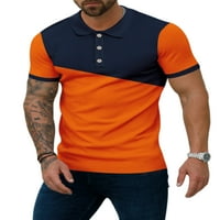 Colisha Muškarci Ljetni vrhovi Boja blok majica rever vrat T majice Atletski trčanje bluza s kratkim rukavima narančasta