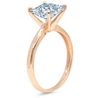 2. CT briljantna princeza Clear Simulirani dijamant 18k Rose Gold Solitaire prsten SZ 8.25