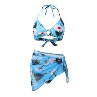 Čvrsti kupaćim kostima Biquinis Women New Print Split bikini Skupljanje kupaći kostimi TRI SET Podignite set Split kupaći kostim