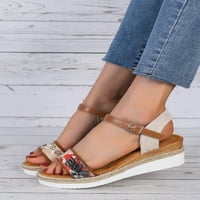 Ymiytan ženske platforme Sandal gležnja strana klina sandale plaža klinovi ulična casual comfort ljetna haljina cipela smeđa 4,5