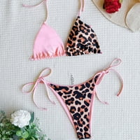 Plus veličina Ženski kupaći kupaći kostim Slim izdubljeni bikini set ružičasti m