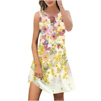 Ganfancp ženske ljetne haljine, klirence sa okruglim vratom bez rukava casual plaža kratke sunčane haljine, veličine S-3XL