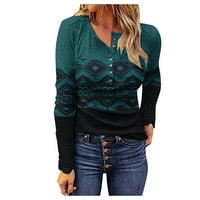 Ljetni vrhovi za žensku pulover bluzu V-izrez kratki rukav tiskani zeleni 2xl