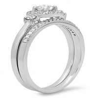 DazzlingRock kolekcija 0. Carat 14k okrugli bijeli dijamantni kamen halo modernog zaručničkog prstena, bijelo zlato, veličina 6.5
