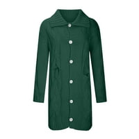 Scyoekwg dugi džemperi za ženski kaput dugih rukava otvorena prednja prednja boja kabel za kabel dugi kardigan otvoreni džemper s gornjim rukavima Green XL