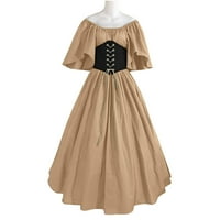 Halloween Renesansne haljine za žene srednjovjekovne nošnje duge haljine viktorijanske vintage haljine beige s