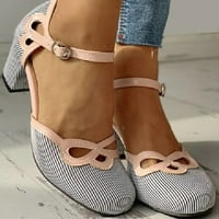 Giligiliso Cipele Žene Mary Style Retro Clotut kože Niske Chunky Stripe Strap cipela sa sandalama