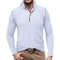Yanhoo Men Polo majice rever gumb Dugih rukava Mišićna majica Basic Casual Fit bluza T majice