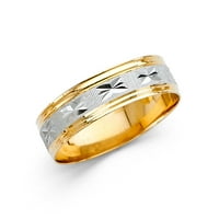 Jewels 14K Gold Okrugli kubični cirkonijski bijeli i žuti prsten Dva tonska dijamantska godišnjica svadbene veze veličine 5.5
