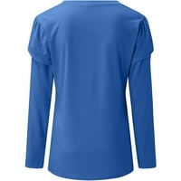 Ženske vrhove modne čvrste boje dugih rukava V-izrez casual labava bluza hot6sl4869035